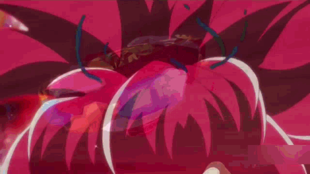 a cartoon character with red hair and a red background is screaming .