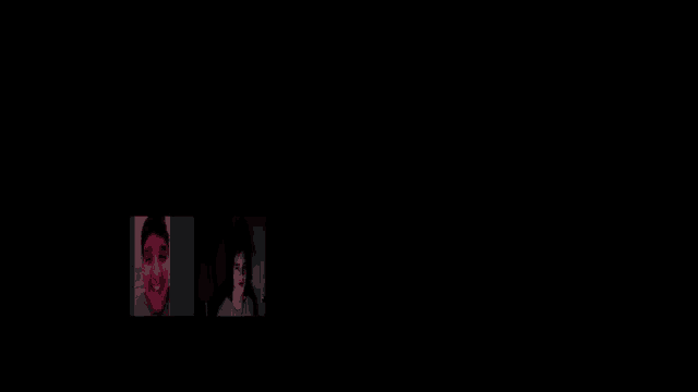 three images of a person 's face are displayed in a dark room