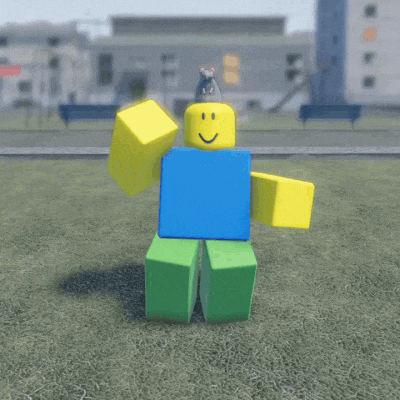 a roblox character with a mouse on his head is dancing