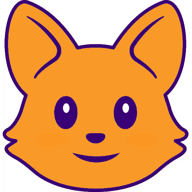 a cartoon drawing of a fox 's face with a smile on its face
