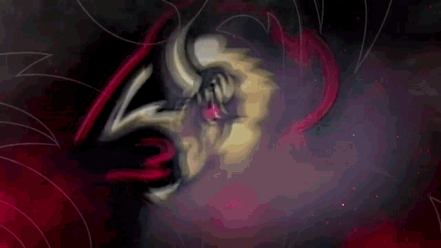a cartoon character with a red eye is surrounded by red lines .