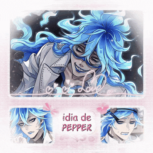 a picture of idia de pepper with blue hair and glasses