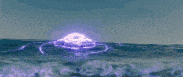 a purple lightning bolt is coming out of the water