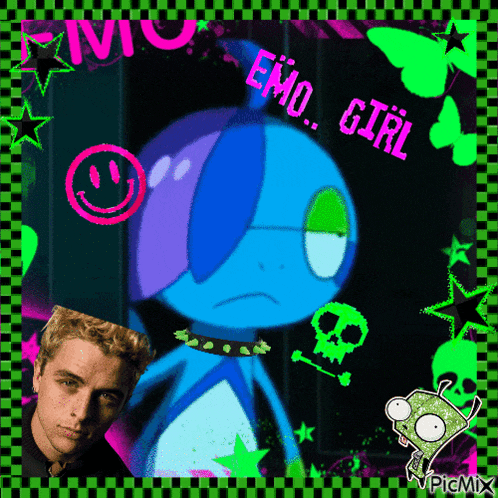 a picture of a cartoon character with the words emo girl
