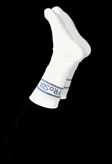 a pair of white socks with frosta written on them