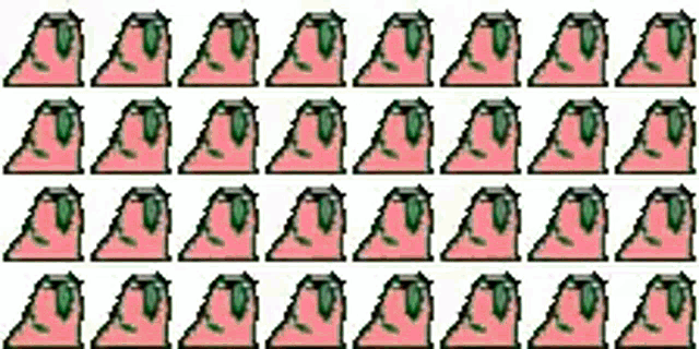 a row of pink and green squares on a white background .