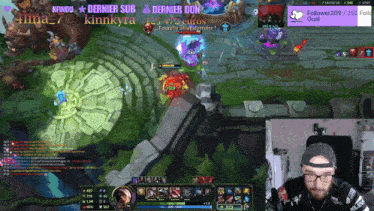 a man is playing a video game with the name dernier don on the screen