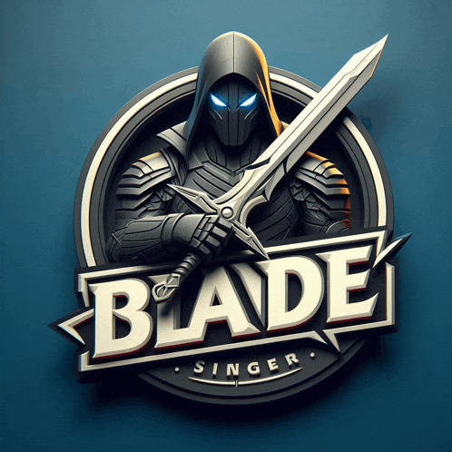a logo for blade singer features a knight holding a sword