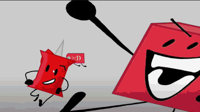 a cartoon character holding a red sign that says d