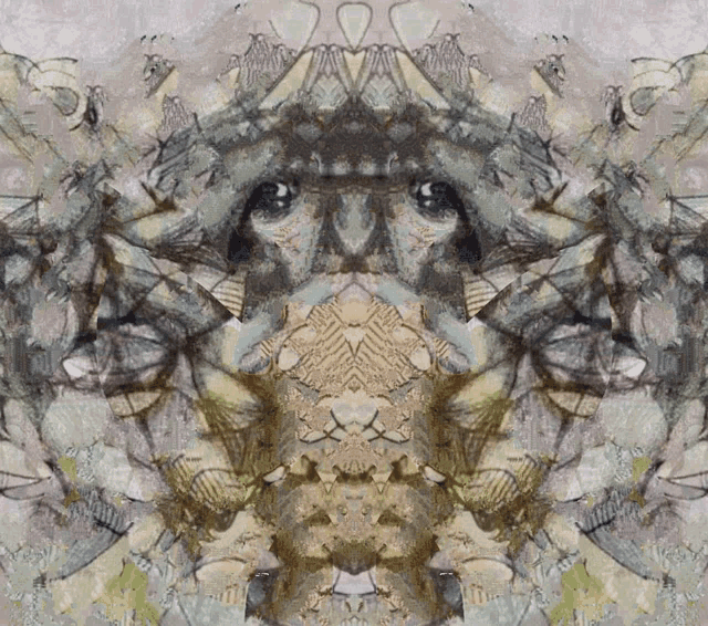 a painting of a face with a reflection of another face