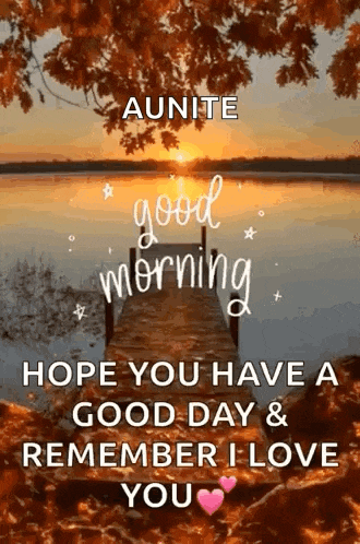 a picture of a dock with the words `` good morning hope you have a good day & remember i love you '' .