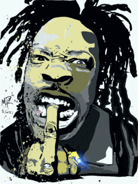 a drawing of a man with dreadlocks and a finger in his mouth with a date stamp of 3/12/22