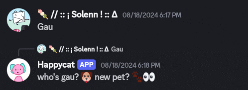 a screenshot of a discord conversation between solemn and gau