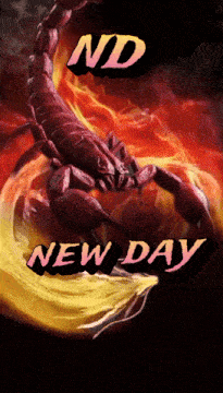 a poster with a scorpion and the words nd new day on it
