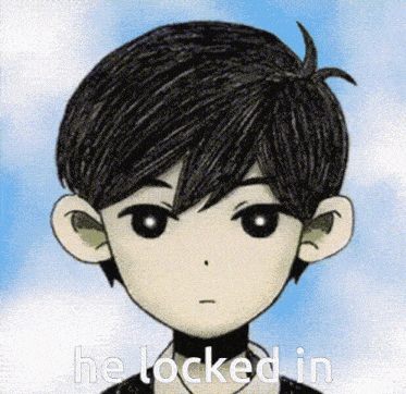 a drawing of a boy with the words " he locked in " below him