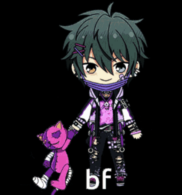 a cartoon of a boy with a purple cat and the word bf