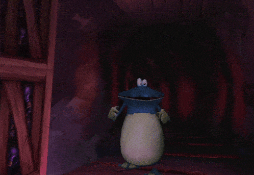 a girl with a sword is standing next to a monster