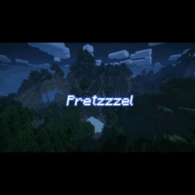 an aerial view of a minecraft world with the words pretzzzel