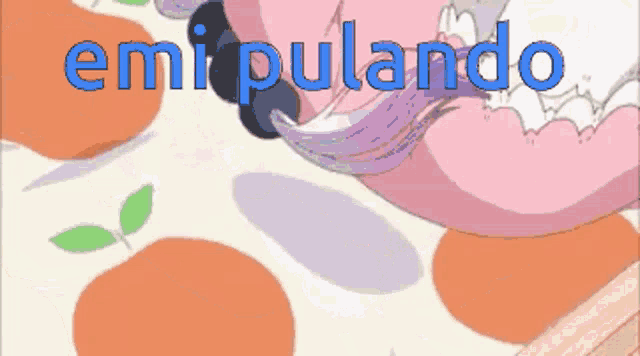 a picture of a cartoon character with the words emi pulando written in blue