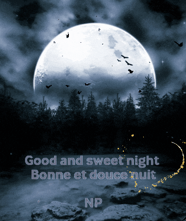 a picture of a full moon with the words good and sweet night