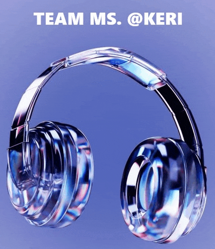 a pair of headphones with the words team ms. @keri written above them