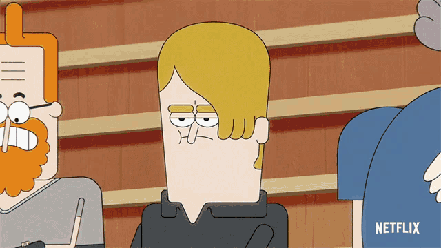 a cartoon of a man with a netflix logo in the corner