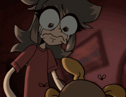 a cartoon of a girl crying next to a teddy bear