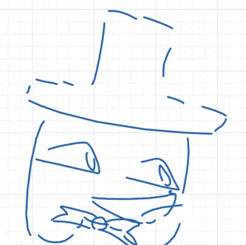 a drawing of a man wearing a top hat and a mustache