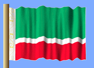 a green white and red flag with gold swirls on it