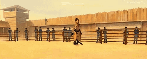 a man is riding a horse in a rodeo while a group of people watch .