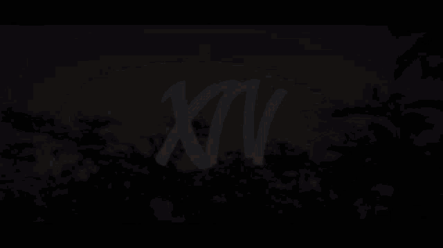 a sign that says xiv on it with flowers in the background