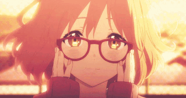 a close up of a girl wearing glasses