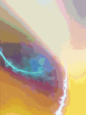 a colorful painting with a blue light coming out of the center