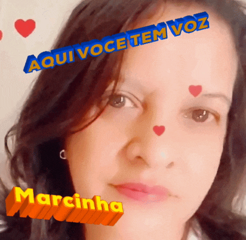 a close up of a woman 's face with the words aqui voce tem voz written on it