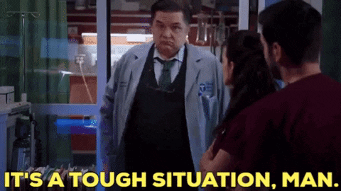 a man in a lab coat and tie says it 's a tough situation man ..