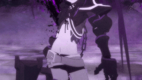 a purple background with a cartoon character with a sword