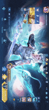 a screenshot of a video game called mobile legends shows a character with a sword
