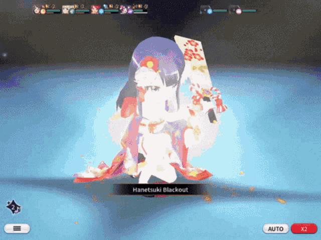 a screenshot of a video game with the character hanetsuki blackout