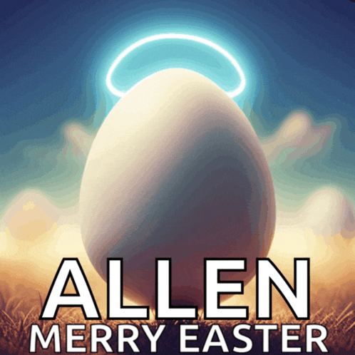 a poster that says allen merry easter with an egg on it