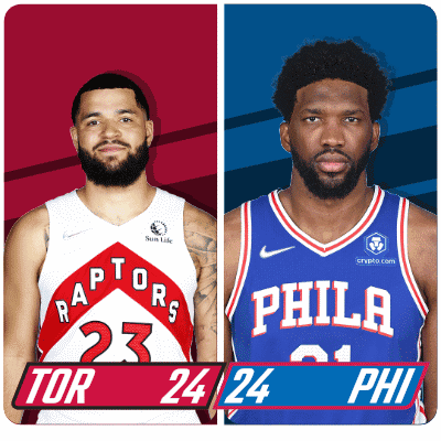 Toronto Raptors (24) Vs. Philadelphia 76ers (24) First-second Period Break GIF - Nba Basketball Nba 2021 GIFs