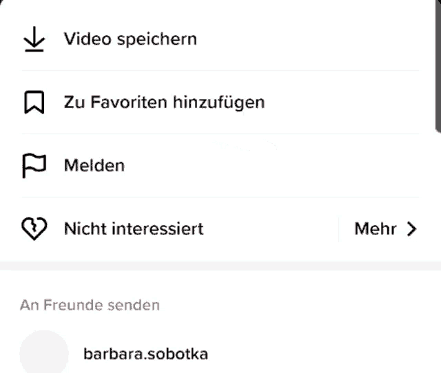 a screenshot of a phone screen with a red circle around the words videos von diesem benutzer ausblenden
