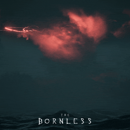 a poster for the bornless shows a stormy sky with lightning