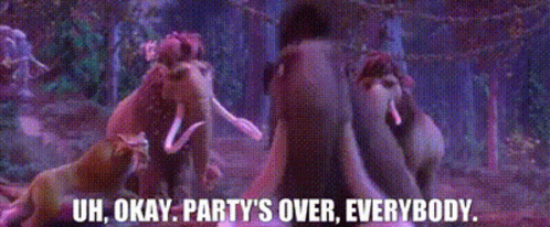 Ice Age Manny GIF - Ice Age Manny Uh Okay Partys Over Everybody GIFs