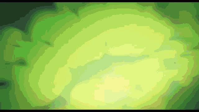 a pixel art drawing of a green and yellow swirl