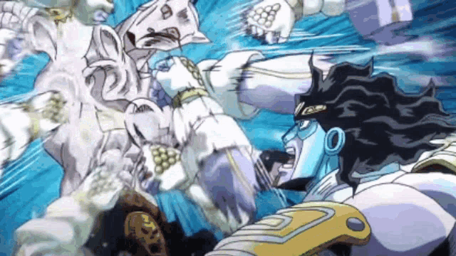 a cartoon character is fighting another cartoon character in a cartoon .