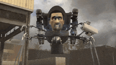 a robot with a picture of a man 's face on it 's back