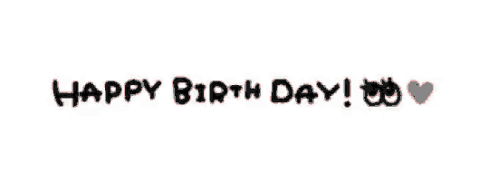 a happy birthday message with a red heart on a white background