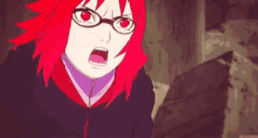 a cartoon character with red hair and glasses is screaming with her mouth wide open .