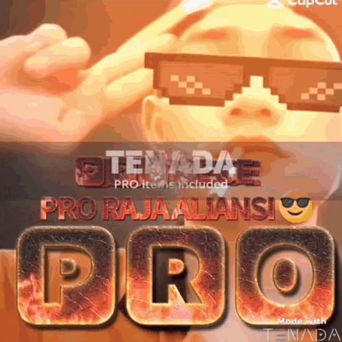a man wearing sunglasses with the word pro on the bottom right