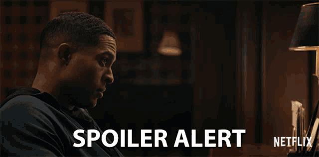 a netflix ad shows a man looking at a computer screen and says spoiler alert at the bottom